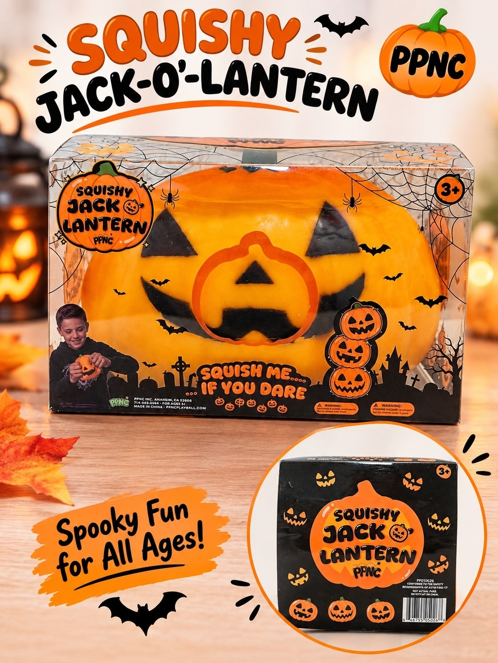 PPNC Jumbo Size Halloween Squishy Jack O Lantern Orange Black